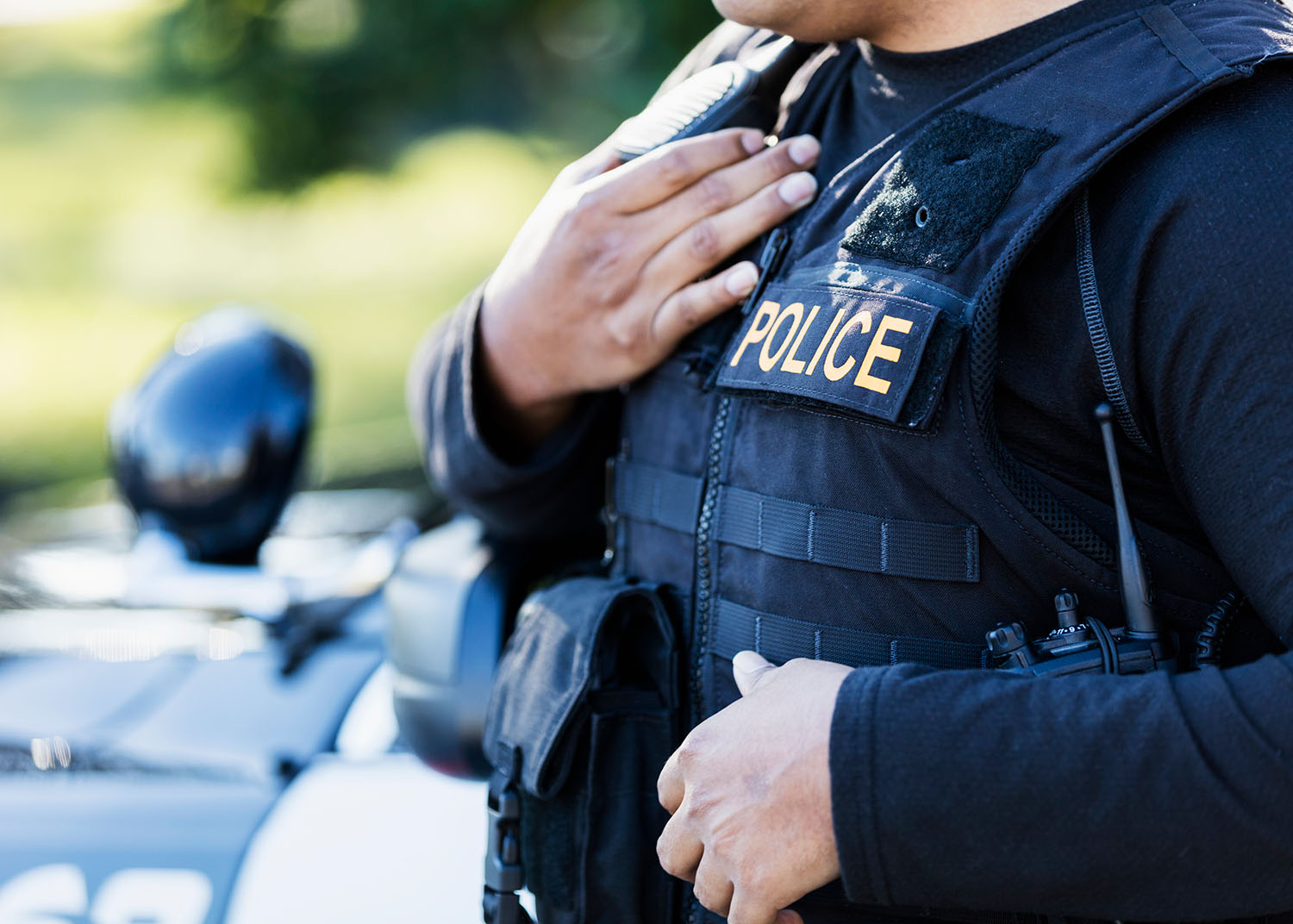 Police officer in tactical vest